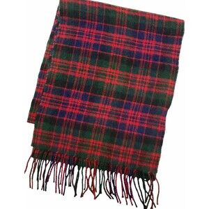 Highland Tweeds Lambswool Scarf MacDonald Tartan Plaid Classic 12x58" Red Navy